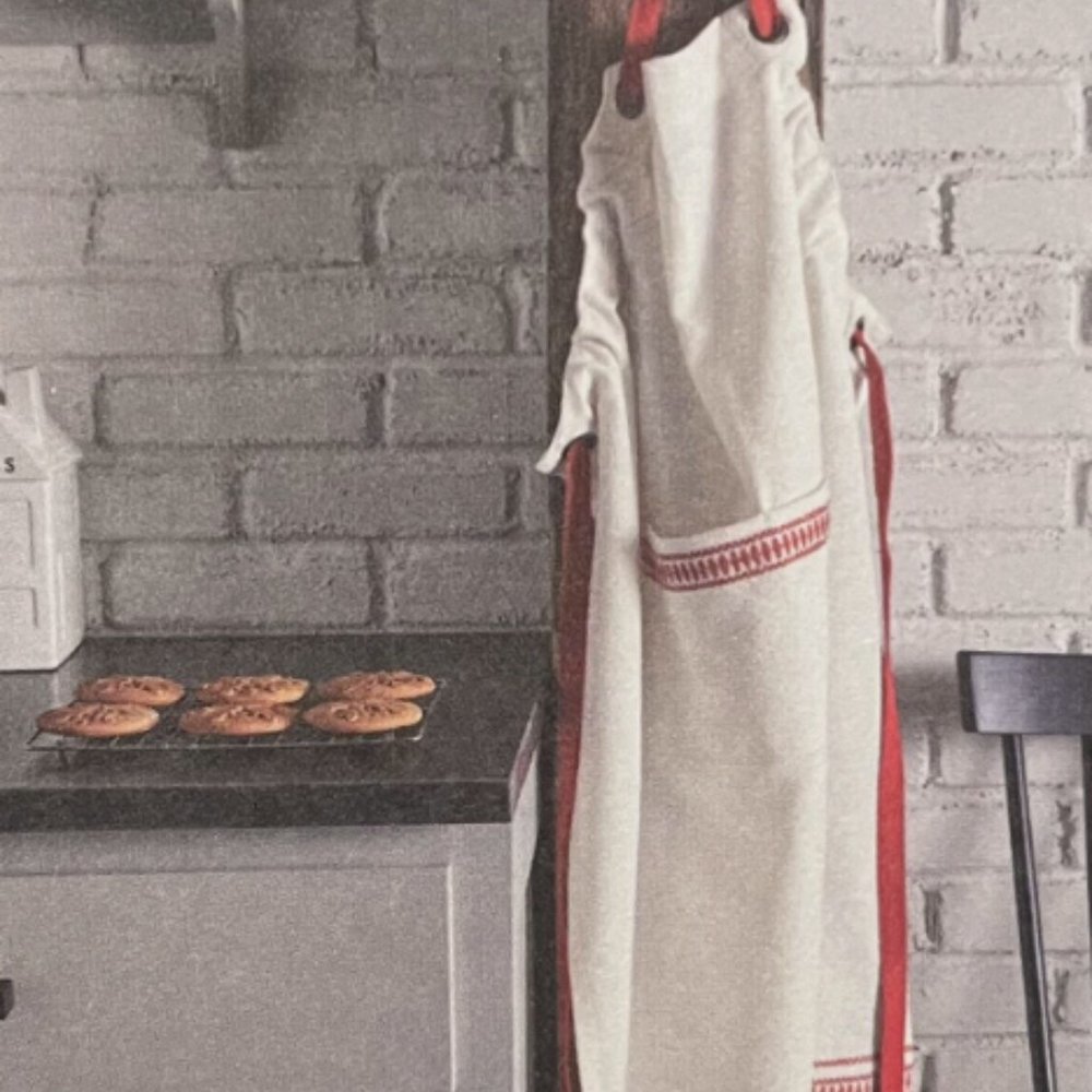 Hearth & Hand with Magnolia || Apron "Sour Cream" w/ Red Embroidery Adult